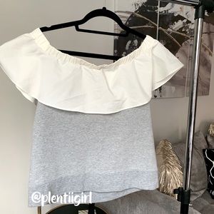 Off the shoulder ruffle collar top